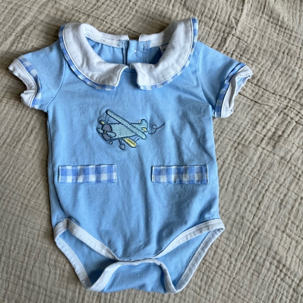 SHEIN Light Blue Airplane Bodysuit